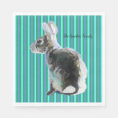 Party Napkin mit Bunny auf Streifen blauem Hinterg Serviette (Vorderseite)
