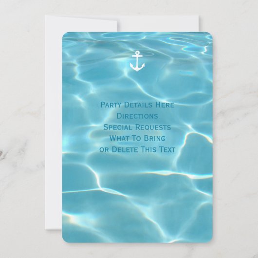 Party Nautic Summer Aqua Orange und Weiß Einladung (Rückseite)