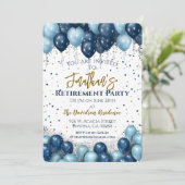Party Navy Blue Balloons Einladung (Stehend Vorderseite)