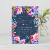 Party Navy Blue Einladung (Stehend Vorderseite)
