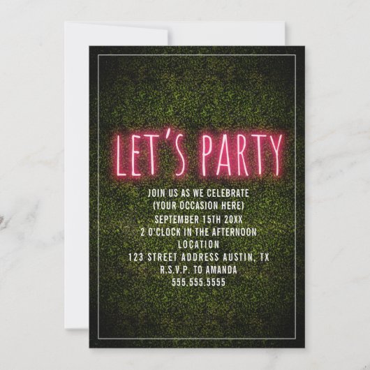 Party Neon Boxwood Generic All Purpose Einladung (Vorderseite)