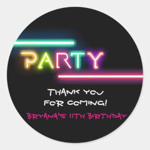 PARTY Neon-Glanz-Schwarz Geburtstags-Geschenk Part Runder Aufkleber