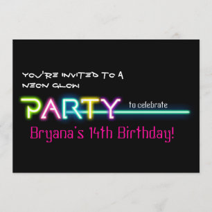 PARTY Neon-Glow-Leuchten Rave-Club-Party-Einladung Einladung