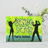 Party, Neon Grün/Schwarz Einladung (Stehend Vorderseite)