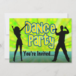 Party, Neon Grün/Schwarz Einladung