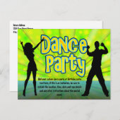 Party, Neon Grün/Schwarz Einladungspostkarte (Vorne/Hinten)