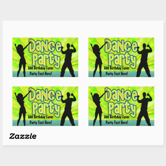 Party, Neon Grün/Schwarz Rechteckiger Aufkleber (Blatt)