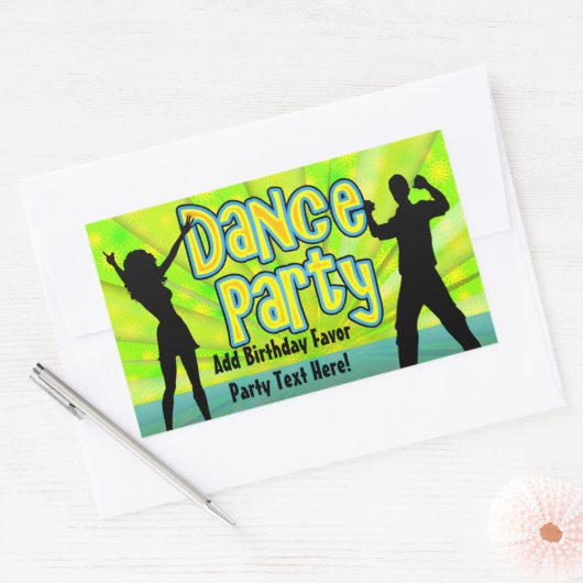 Party, Neon Grün/Schwarz Rechteckiger Aufkleber (Umschlag)