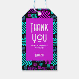 Party Neon Lila Blue Geometric Danke Geschenkanhänger
