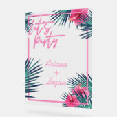 Party Neon Pink Tropical Floral Palm Hochzeit Acrylschild (Winkel)