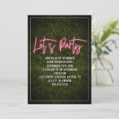 Party Neon Script Boxwood Generic Einladung (Stehend Vorderseite)