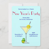 Party neuen Jahres Tennis-Martinis Einladung (Rückseite)