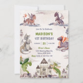 Party niedlich Dragon 2. Geburtstag Einladung (Vorderseite)