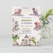 Party niedlich Dragon 2. Geburtstag Einladung (Stehend Vorderseite)