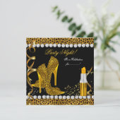 Party Night Glitzer Gold Black Leopard Shoes Einladung (Stehend Vorderseite)