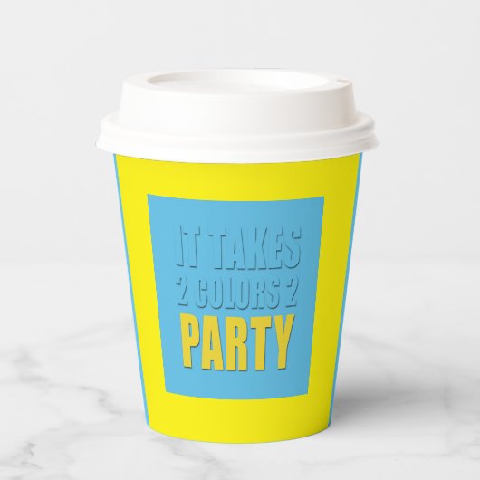 Party nimmt zwei farbige Gelbdruckpapier-Cup Pappbecher (Vorderseite)