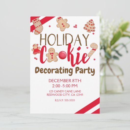 Party oder Austausch von Urlaubscookies Einladung (Stehend Vorderseite)