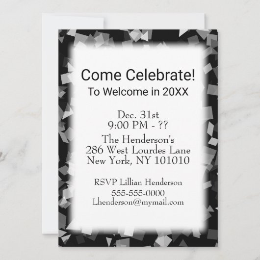 Party oder Feier Neujahr Confetti Einladungen (Vorderseite)