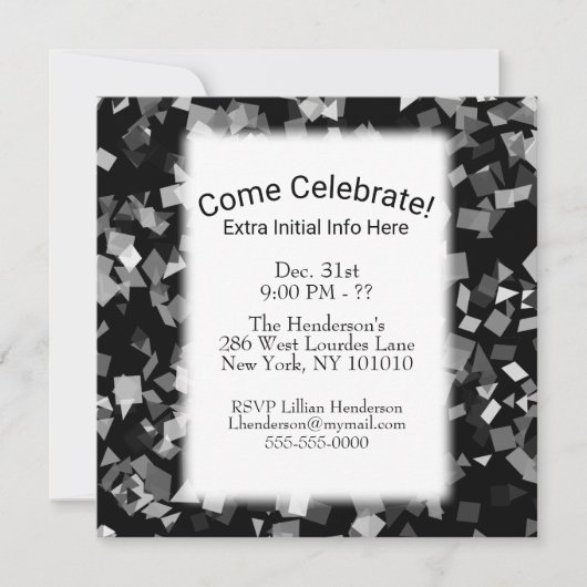 Party oder Feier Neujahr Confetti Einladungen (Vorderseite)