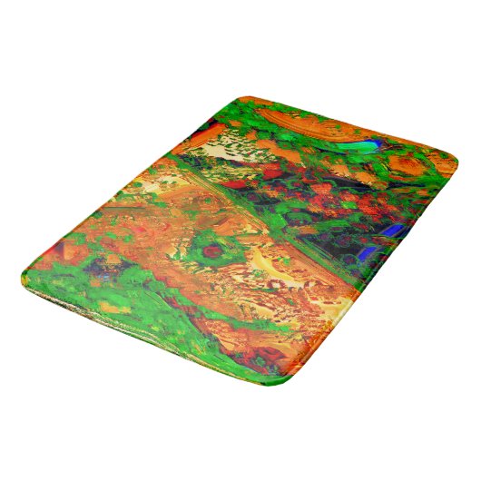 Party oder Karneval von Malereien, orange und grün Badematte (Schrägansicht)