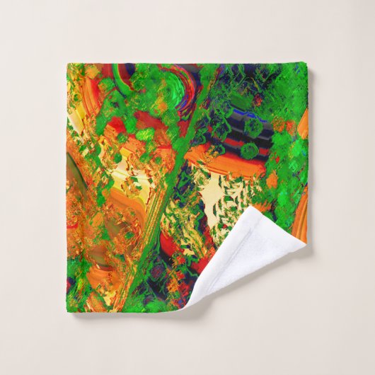 Party oder Karneval von Malereien, orange und grün Badhandtuch Set (Waschlappen)