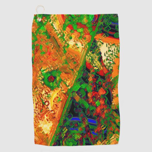Party oder Karneval von Malereien, orange und grün Golfhandtuch (Vorderseite)