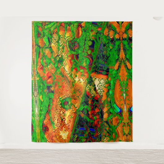 Party oder Karneval von Malereien, orange und grün Wandteppich (Vorderseite)