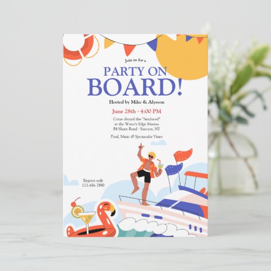 Party On Board Einladung (Stehend Vorderseite)