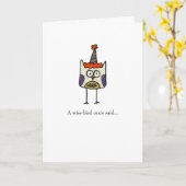 Party Owl Grußkarte Karte (Gelbe Blume)