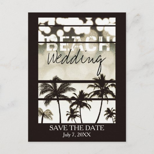 Party Palmen Tropenweiße Vintage Ankündigungspostkarte (Vorderseite)