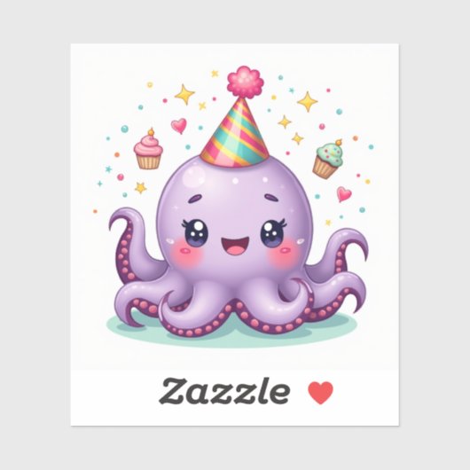 Party Pals – Kawaii-Oktopus-Feier Aufkleber (Blatt)