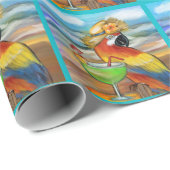 Party Papageien Geschenkpapier (Rolleneckpunkt)