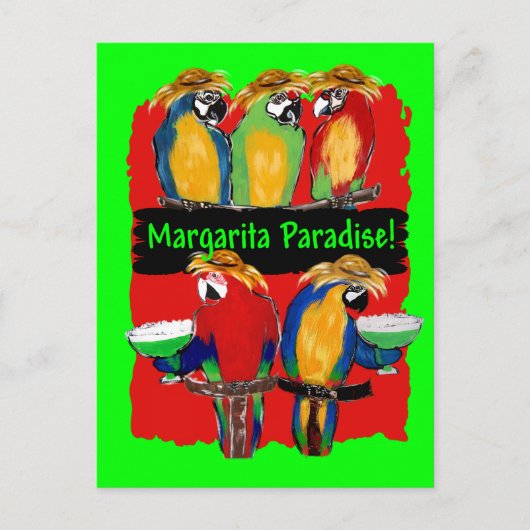 PARTY PAPAGEIEN POSTKARTE (Vorderseite)
