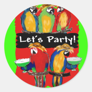 PARTY PAPAGEIEN RUNDER AUFKLEBER