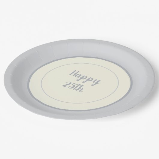 Party Paper China-look Rimmed 25. Pappteller (Schrägansicht)