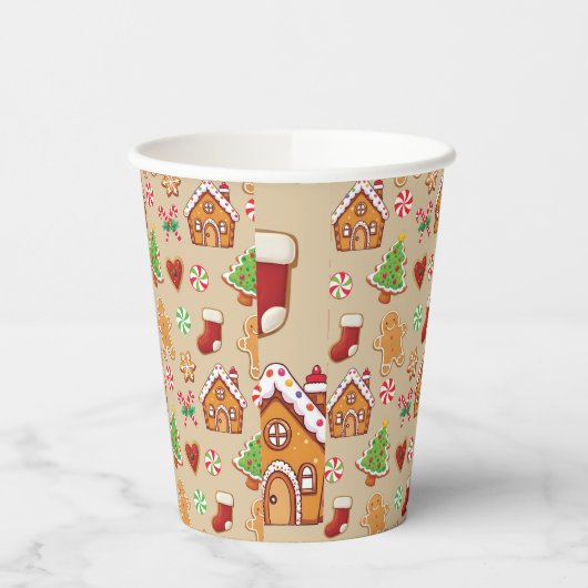 Party Paper Cups Christmas Gingerbread Print Pappbecher (Links)