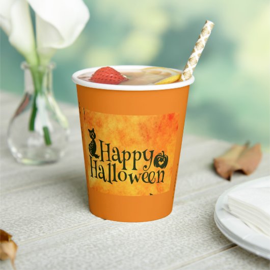Party Paper Cups Halloween Black Cat Pappbecher (In Situ)