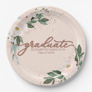 Party Paper of Graduate Pink Blush Bloral Graduati Pappteller