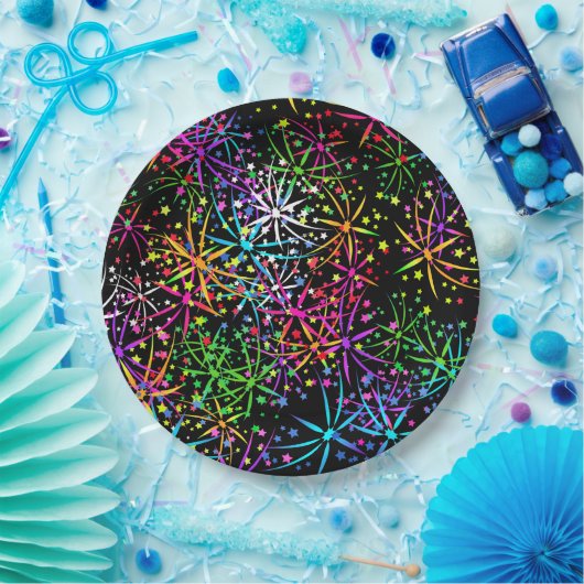 Party Papier Platte Regenbogenfeuerwerk Sterne Pappteller (Party)