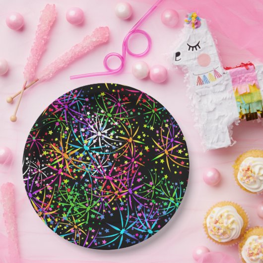 Party Papier Platte Regenbogenfeuerwerk Sterne Pappteller (Party)