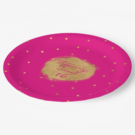 Party-Papier-Teller des heißes Rosa-Bonbon-16 Pappteller (Schrägansicht)