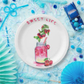 Party Papier Teller mit Cherry Juice Cool Drink (Party)