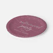 Party-Papierplatte Elegantes Silber, rosa Pappteller (Schrägansicht)