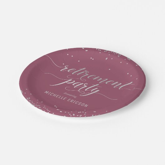 Party-Papierplatte Elegantes Silber, rosa Pappteller (Schrägansicht)