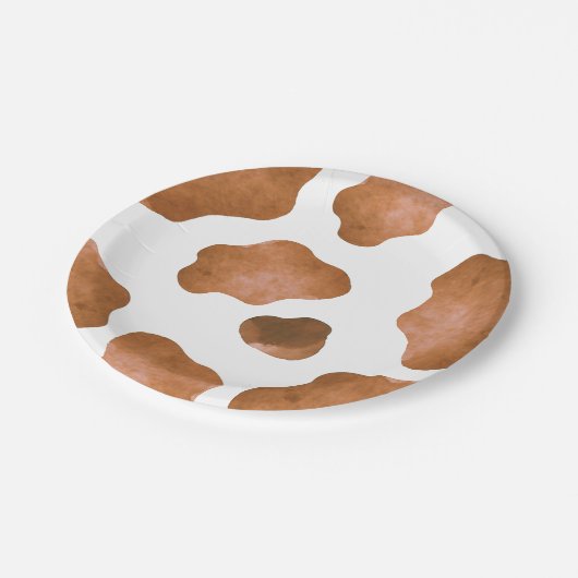 Party-Papierplatte für braune Kuhstäube Pappteller (Schrägansicht)