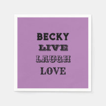 Party Papierservietten LIVE LAUGH LIEBE NAME LILA