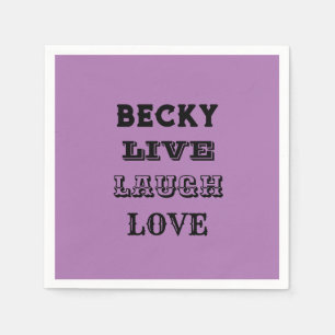 Party Papierservietten LIVE LAUGH LIEBE NAME LILA