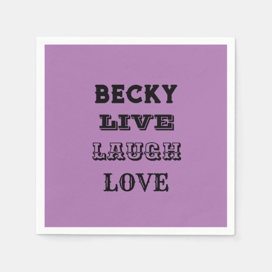 Party Papierservietten LIVE LAUGH LIEBE NAME LILA (Vorderseite)