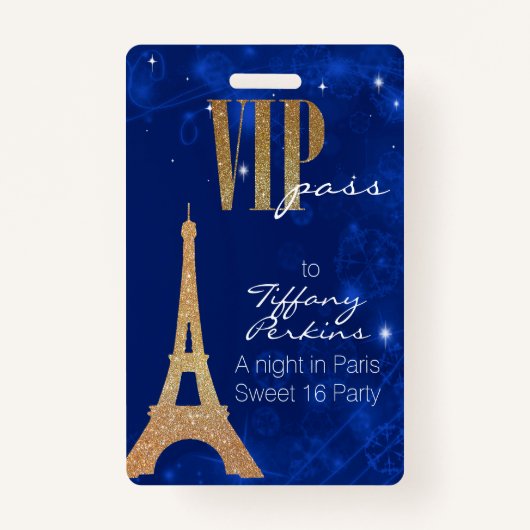 Party Paris Themed VIP-Abzeichen Ausweis (Vorderseite)