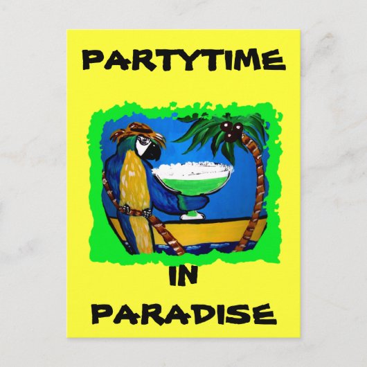 PARTY PARROT EINLADUNGSPOSTKARTE (Vorderseite)